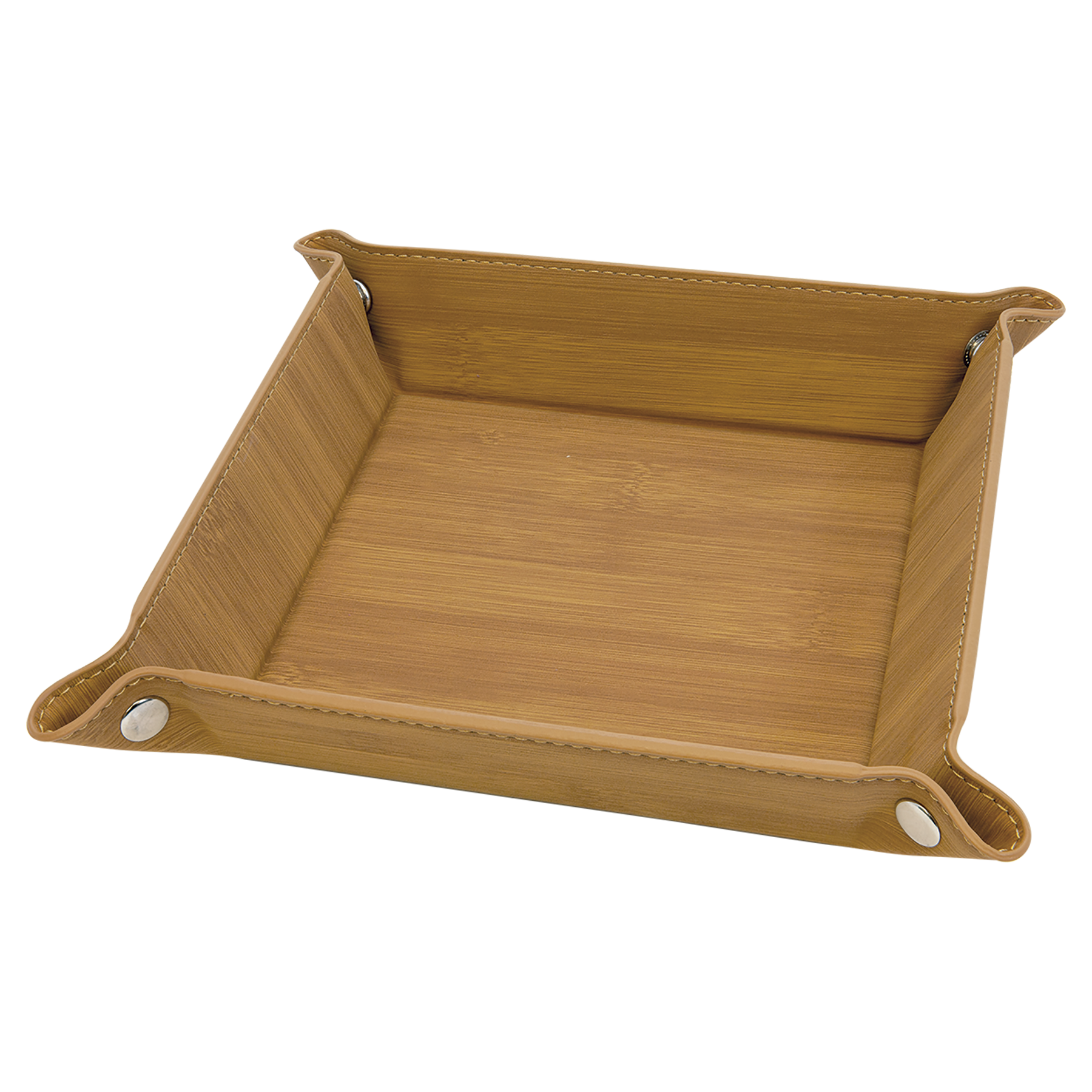 Bamboo to Black Leatherette Snap Tray