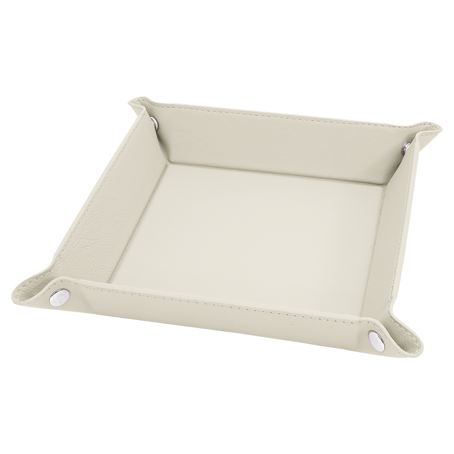 White to Black Leatherette Snap Tray